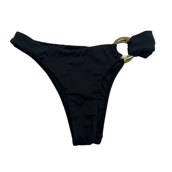 Monday Swimwear Black Bikini Bottom with Gold Accents - Picture 2 of 5